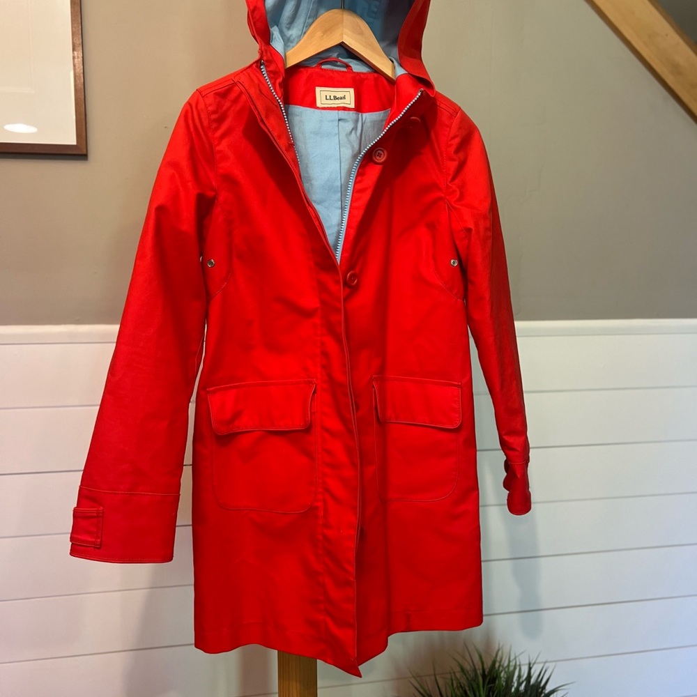 L.L.Bean Vintage Red Preppy Macintosh Coat